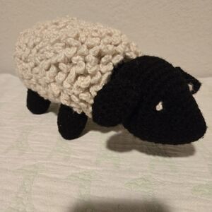 Handmade Crocheted Lamb Stuffed Animal Toy Plush.